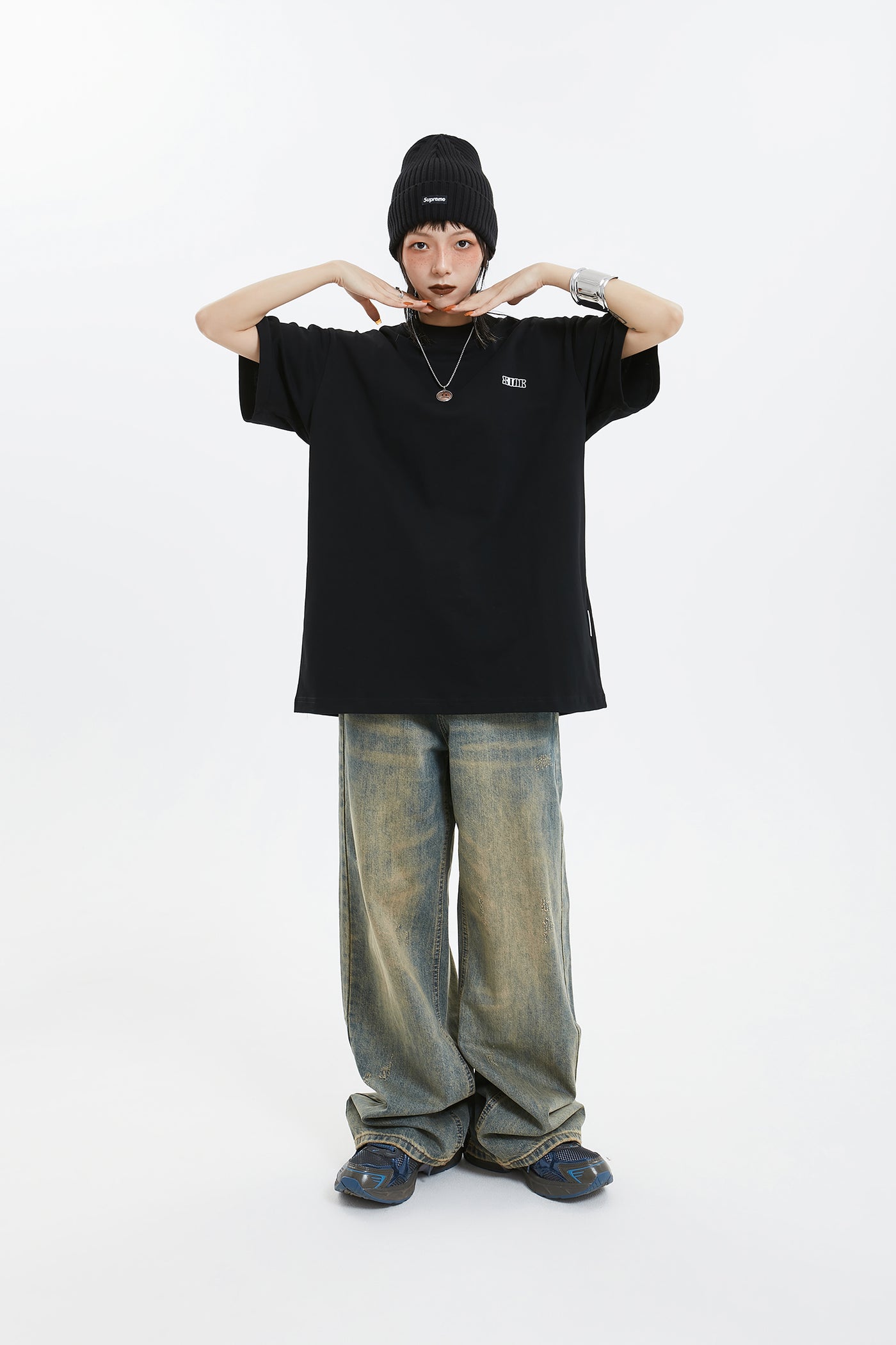 WASHED WIDE DENIM PANTS MNDES2670
