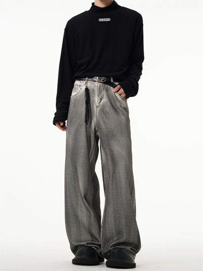 WASHED STRAIGHT WIDE DENIM PANTS MXDES3278