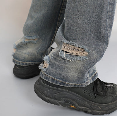 DAMAGED STRAIGHT DENIM PANTS ASDES3271