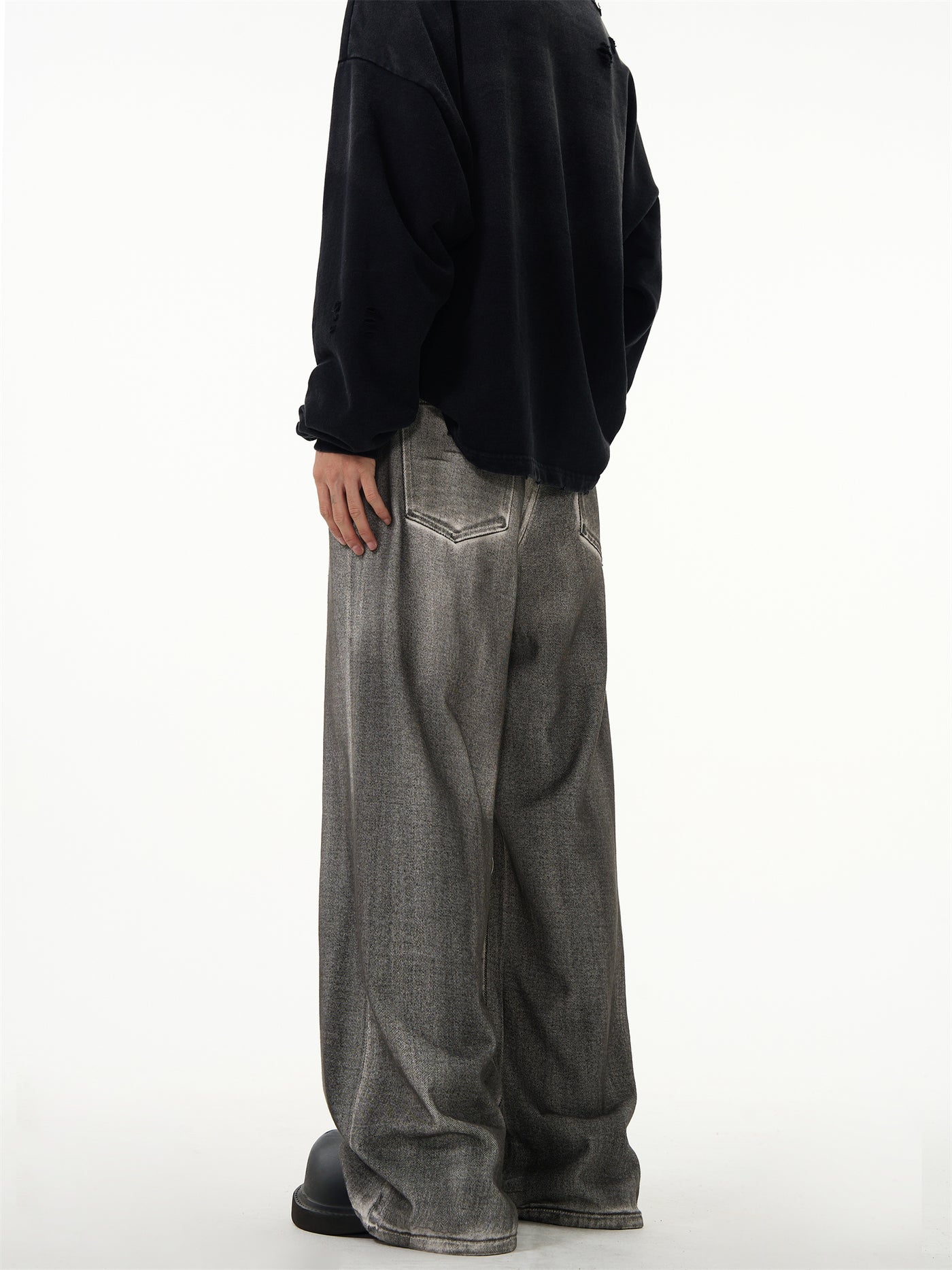WASHED STRAIGHT WIDE DENIM PANTS MXDES3278