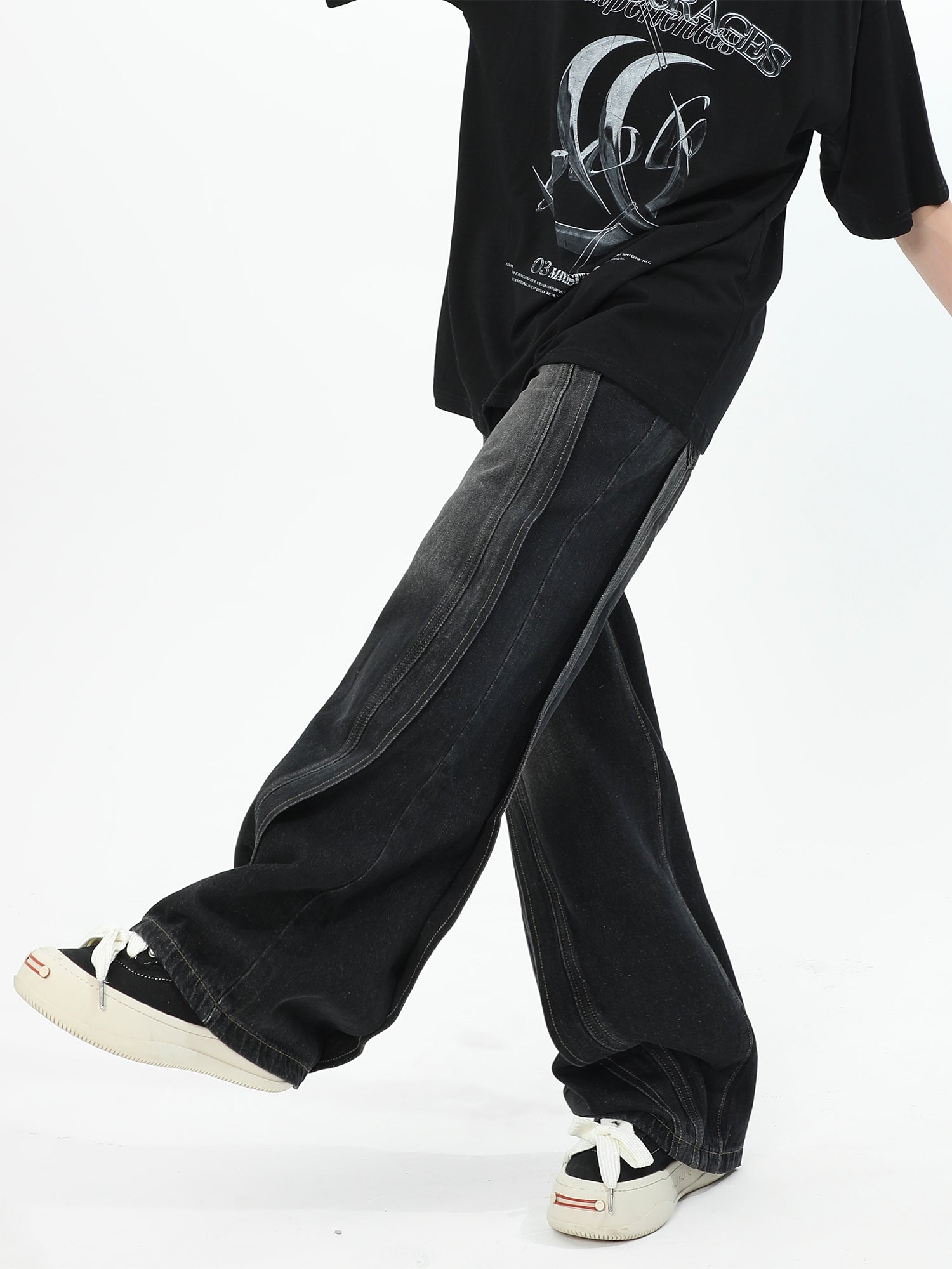 字8 ステッチ ワイド デニム パンツ – Deuku