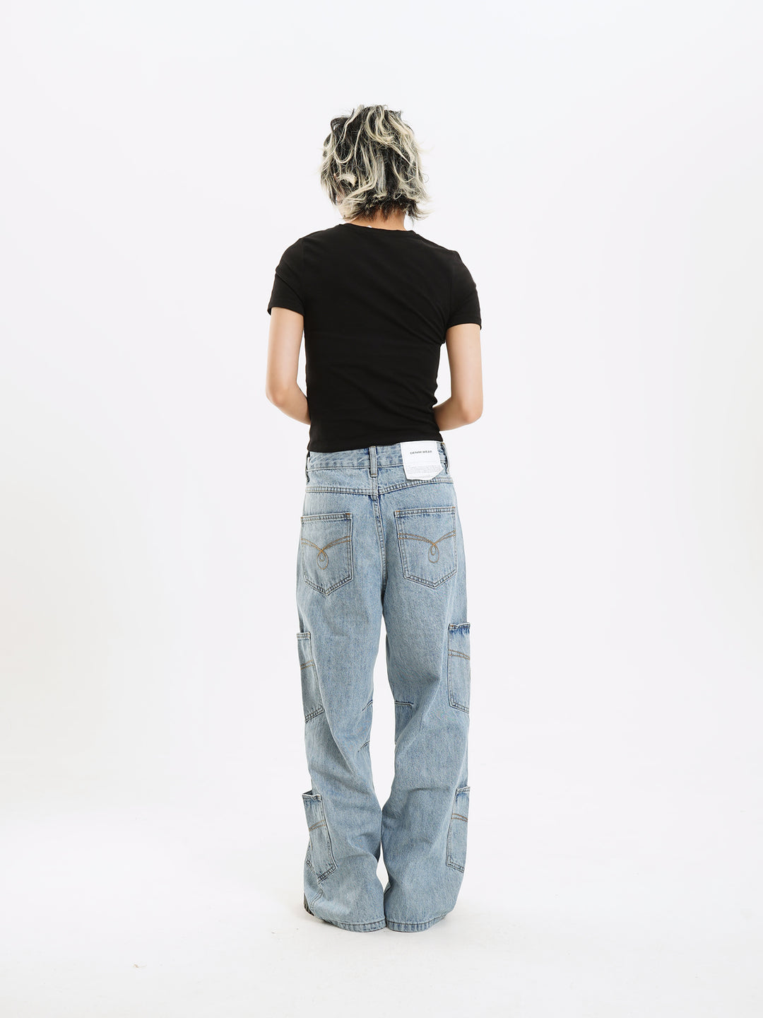 MULTI POCKETS WASHED DENIM PANTS MNDES4299