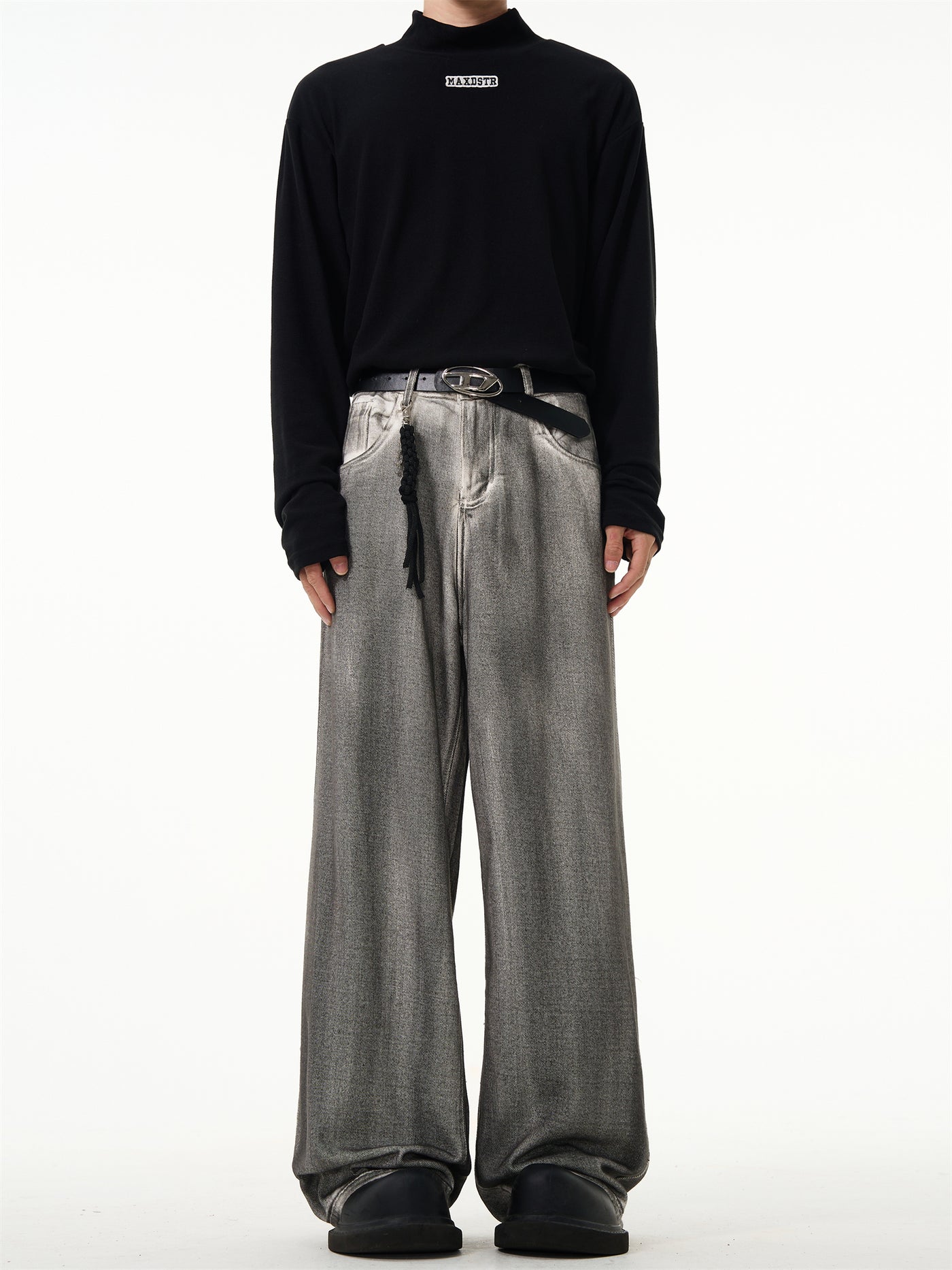 WASHED STRAIGHT WIDE DENIM PANTS MXDES3278