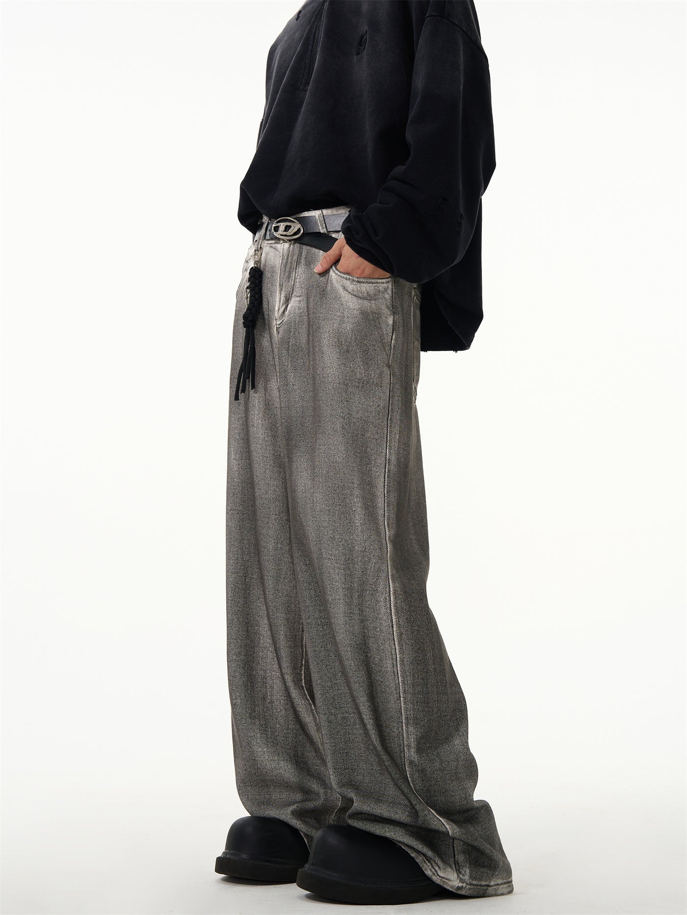 WASHED STRAIGHT WIDE DENIM PANTS MXDES3278