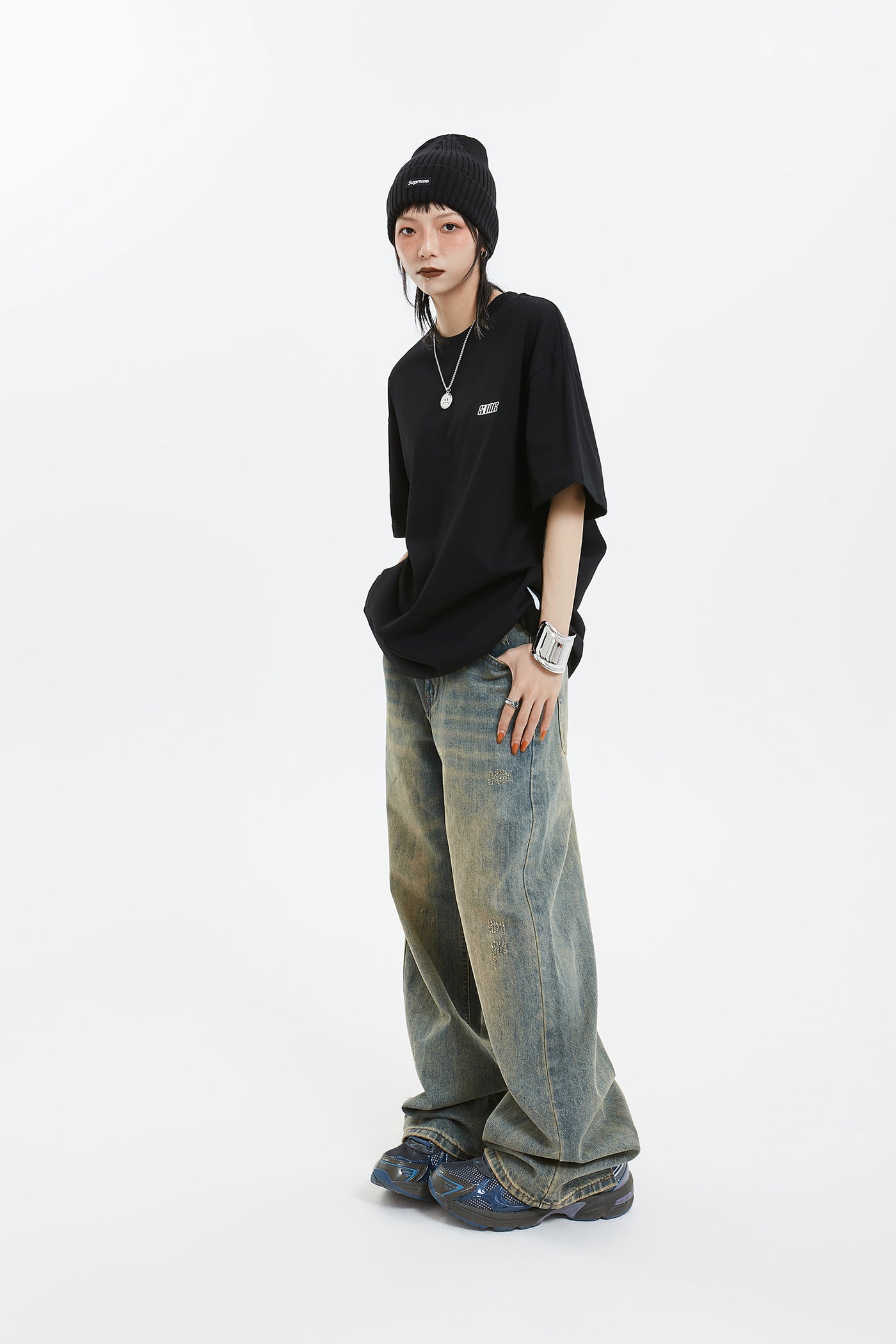 WASHED WIDE DENIM PANTS MNDES2670