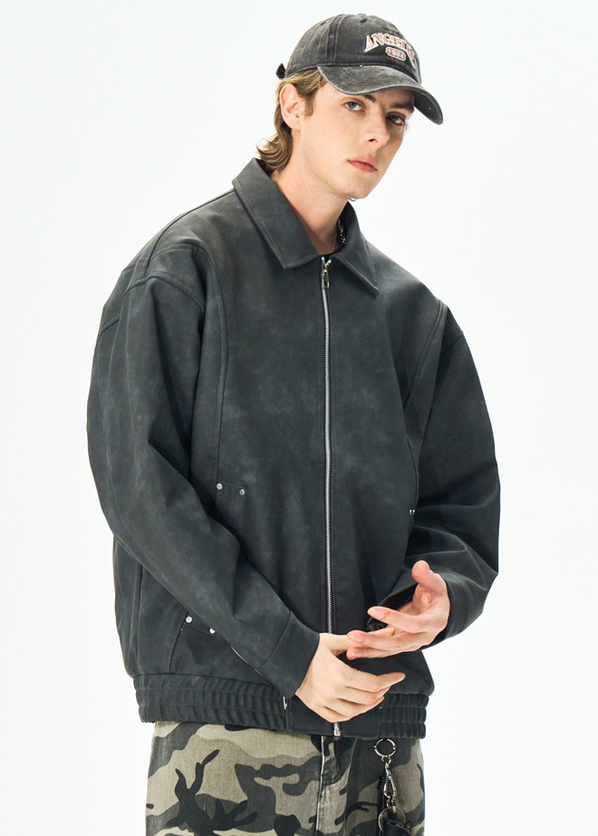 VINTAGELIKE WASH ZIP-UP JACKET BEDES4770