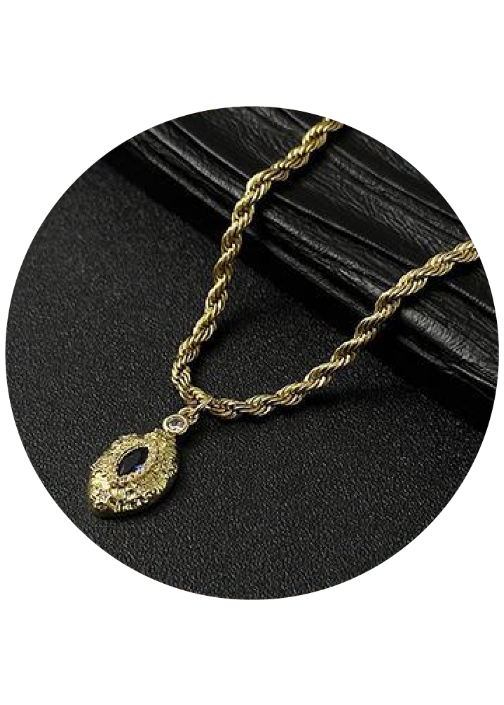 RETRO STONE ROPE CHAIN NECKLACE BEDES4729