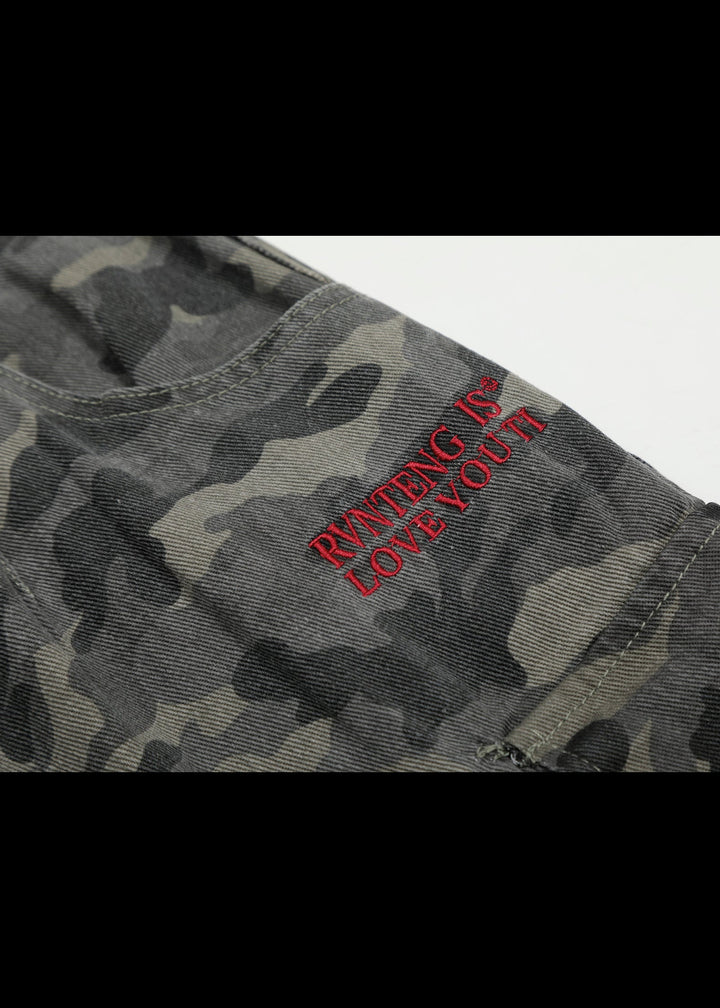 WIDE FIT CAMO CARGO SHORTS BEDES4673