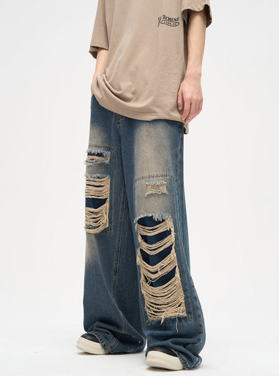 DAMAGED WIDE DENIM PANTS WLDES2502