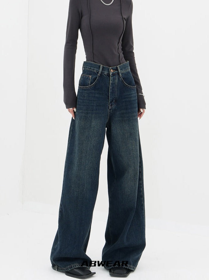 OVER SIZED FLARE WIDE DENIM PANTS ABDES2253