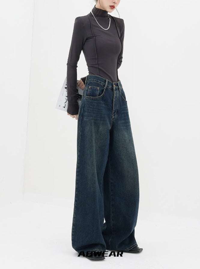 OVER SIZED FLARE WIDE DENIM PANTS ABDES2253