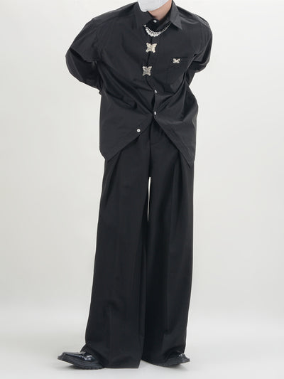 DEEP TUCK WIDE FLARE  SLACKS LGDES1895