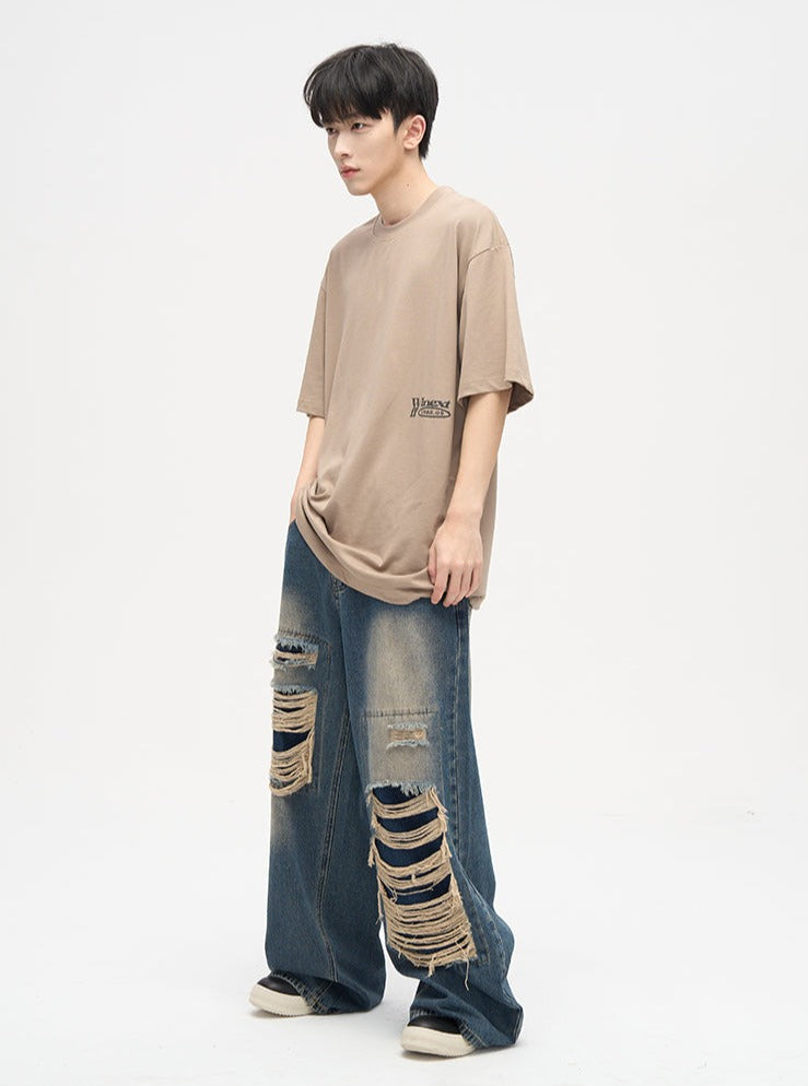 DAMAGED WIDE DENIM PANTS WLDES2502