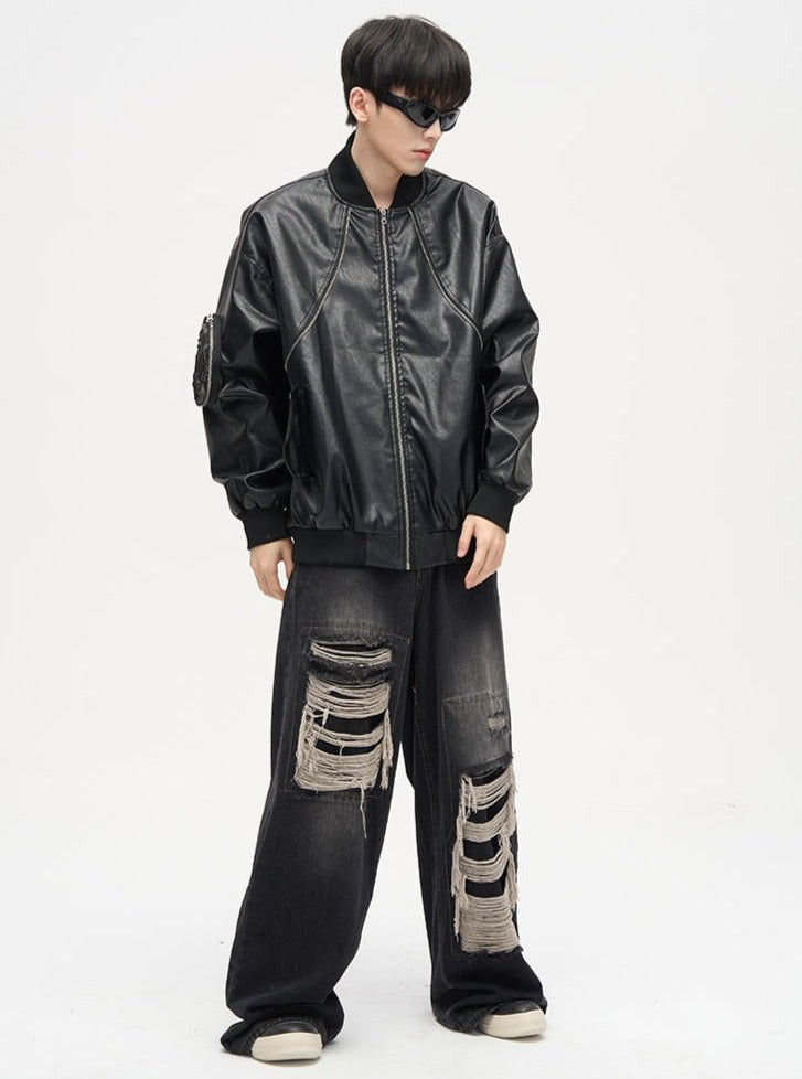 DAMAGED WIDE DENIM PANTS WLDES2502