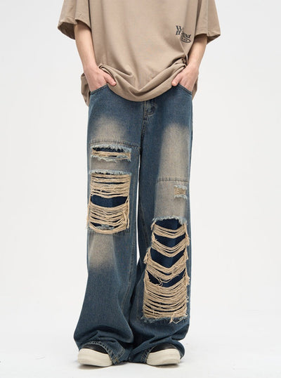DAMAGED WIDE DENIM PANTS WLDES2502