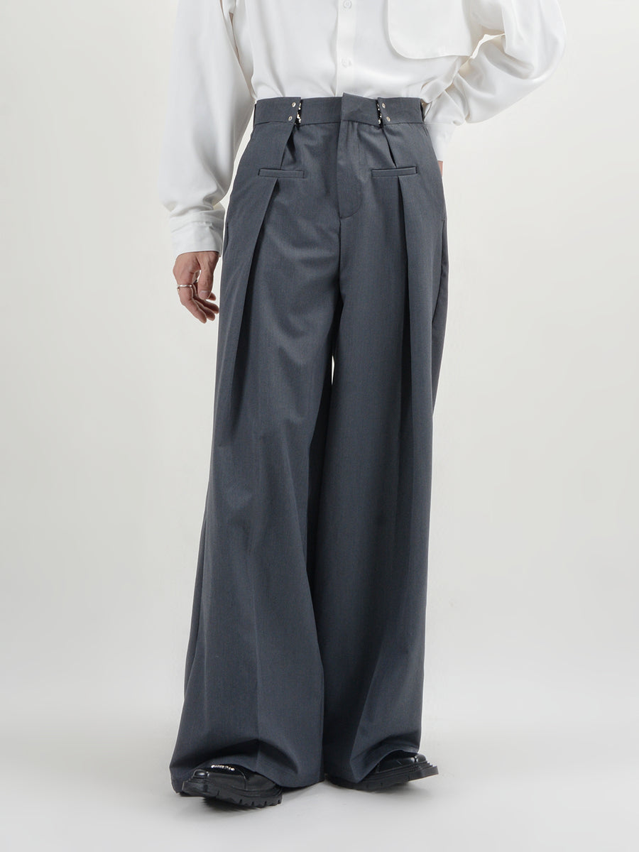 DEEP TUCK WIDE FLARE  SLACKS LGDES1895